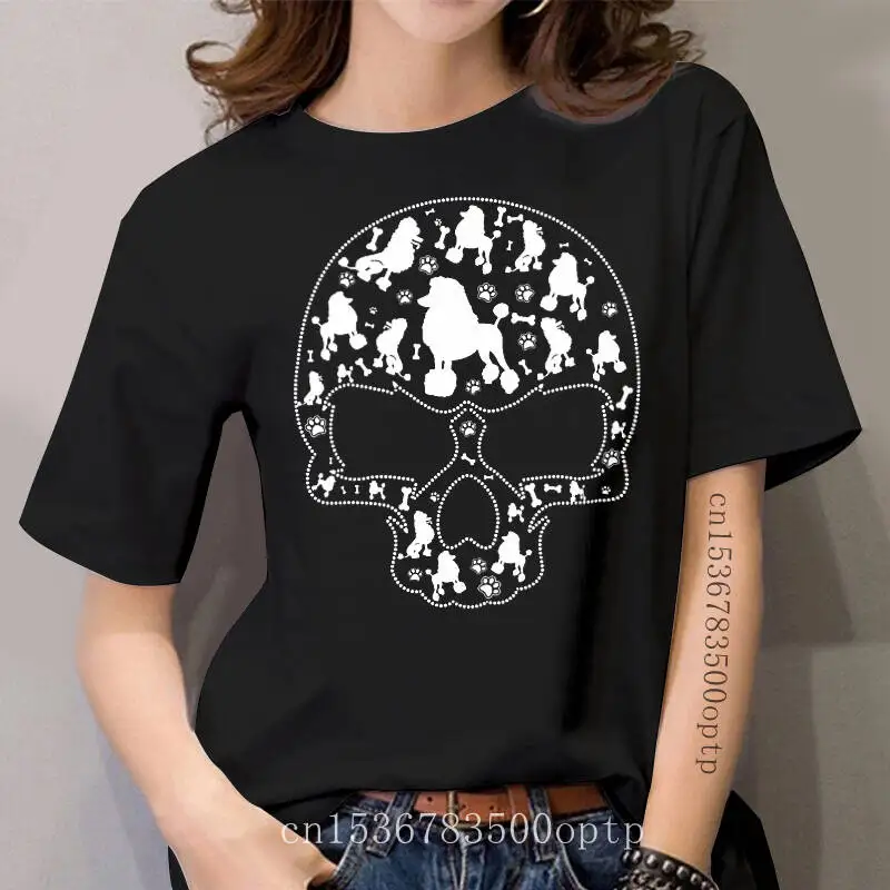 

Gift Halloween Christmas Poodle Skull T-Shirt Shirt-women's T-Shirt-Black