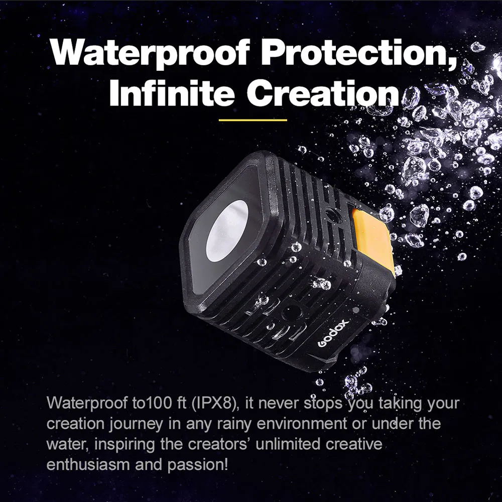 

Светодиодсветильник лампа для фотосъемки Godox WL4B, 5600 к, футов, водонепроницаемая, с поддержкой мобильного приложения, CRI / TLCI 97 13 FX, световые эф...