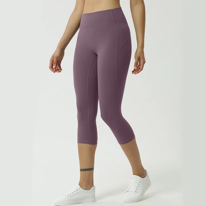 

2020 Fitness Cropped Trousers Sportswear Leggings for Woman Workout Pants Solid Running leggins Lift the Hips Nude Feeling