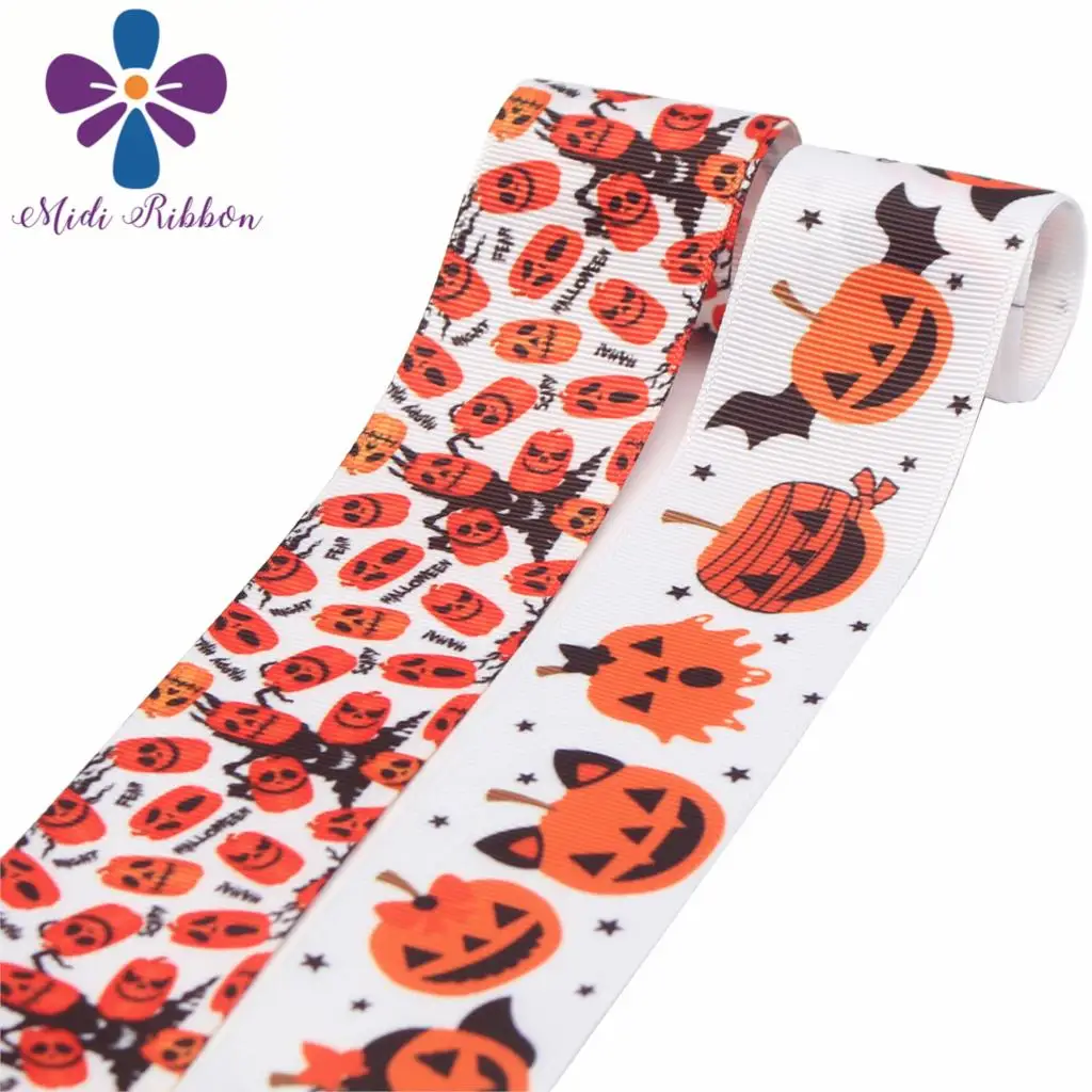 16 мм 75 серия Хэллоуин тыква летучая мышь звезда печатная Grosgrain/Foe лента сделай сам
