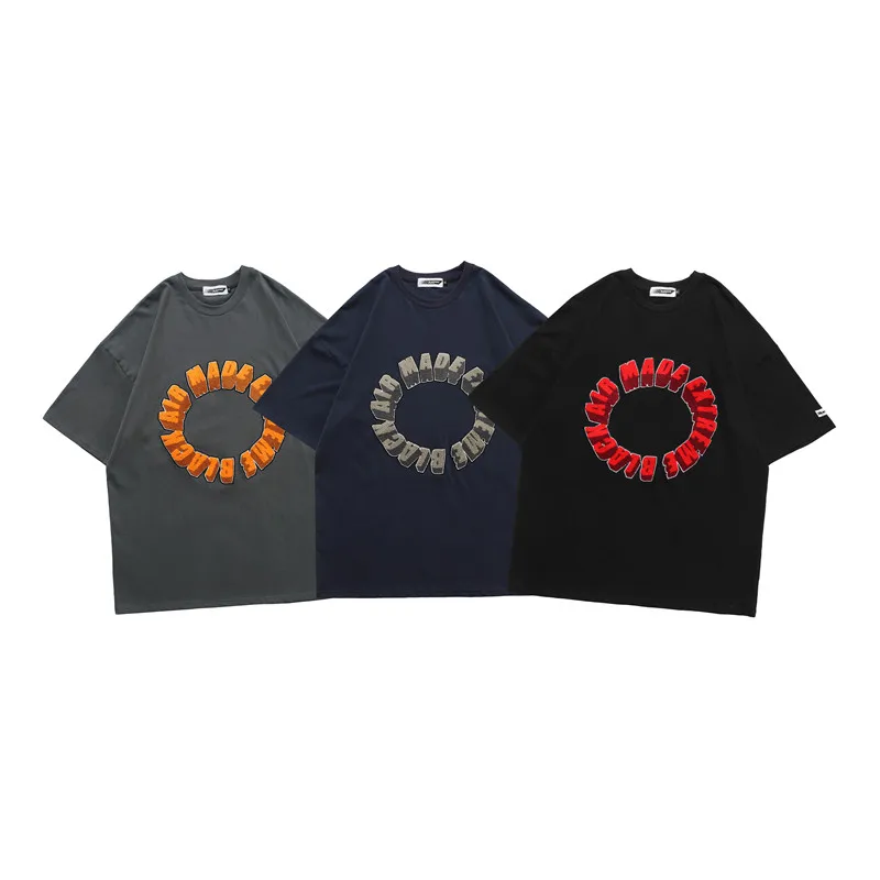 Футболка мужская с вышивкой модная тенниска в стиле хай-стрит повседневная майка