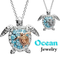 new fashion accessories one big and one small turtle pendant necklace for women cute animal necklace party gift jewelry