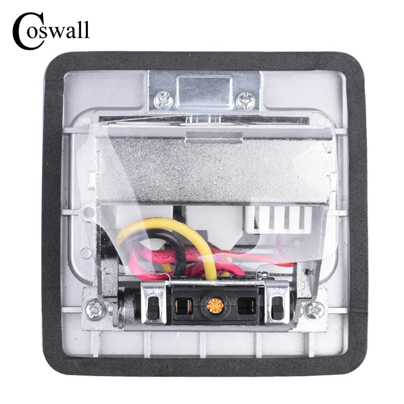 

Coswall All Aluminum Metal Panel Soft Pop Up Floor Socket 2 Gang Brazil Standard Power Outlet With Dual USB Charge Port 2.1A Max