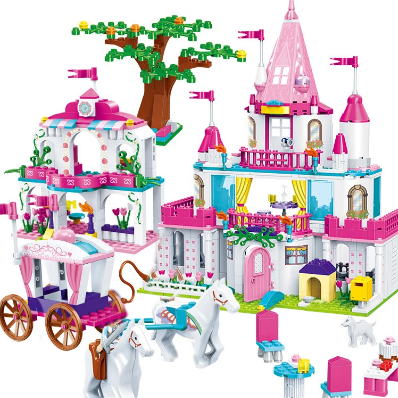 

Dream Princess&Prince Magical Castle Palace Royal Carriage Model Building Blocks Girls Friends Educational Toys Christmas Gifts