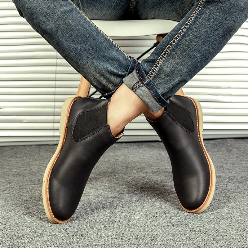 Jual Musim Dingin Fashion Pria Sepatu Kulit Asli Mewah Bulu Pergelangan Kaki Sepatu Bot Salju Sepatu Kasual Sepatu Zapatos De Hombre Pasang Kaos Masculina E-store Prince