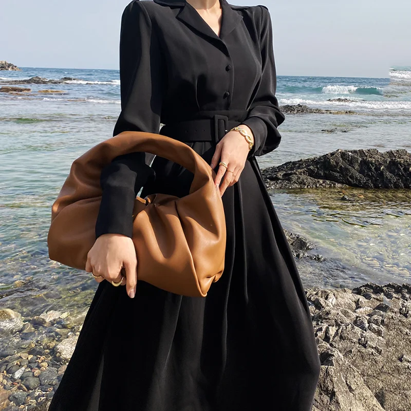 One Piece Dress Korean Chic Early Autumn Temperament Suit Collar Single Breasted Design High Waist Loose Windbreaker | Женская одежда