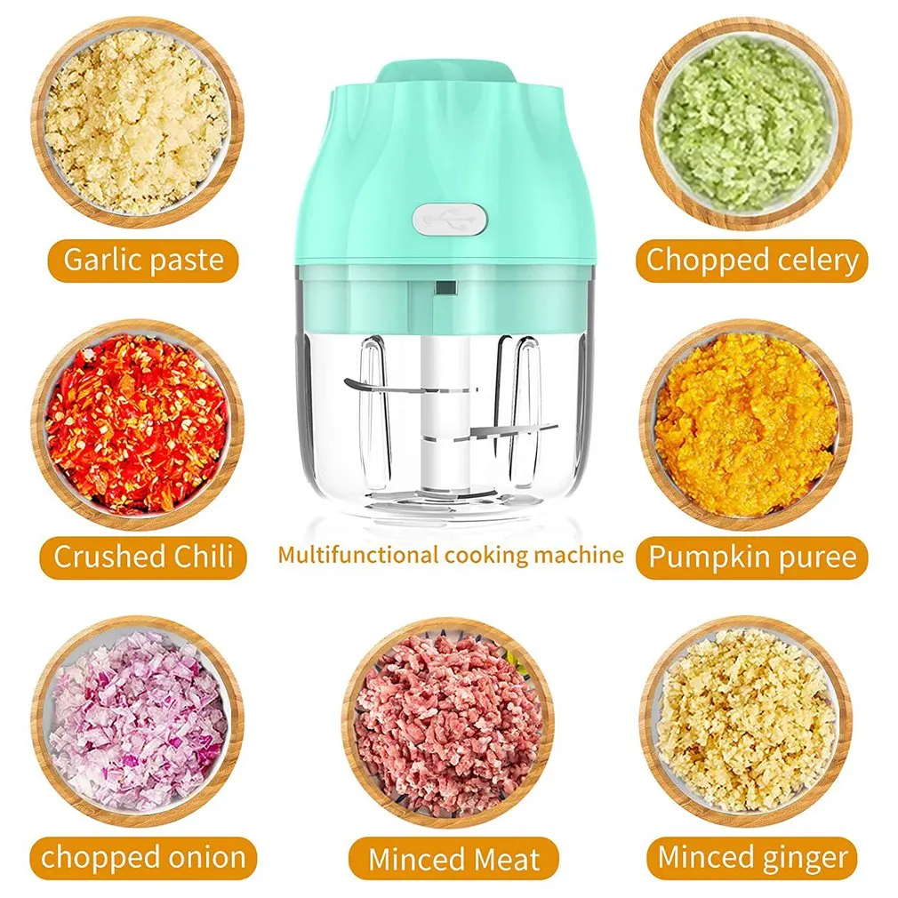 

Electric Chopper Food Processor Mixer Garlic Chopper Vegetable Chopper With 3 Sharp Blades Cordless Vegetable Mincer Grinder