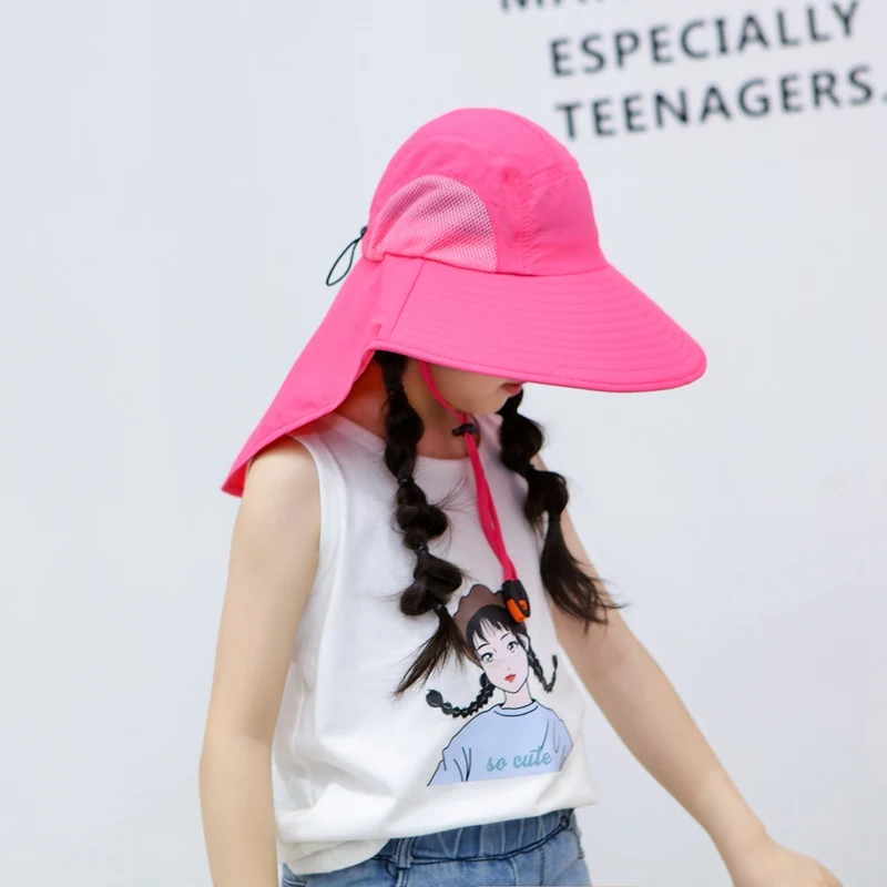 

Outdoor Flap Cap Sun Hat Sportswear Accessories Children Lightweight Foldable Adjustable Sunshade Neck Cover With Chin Strap