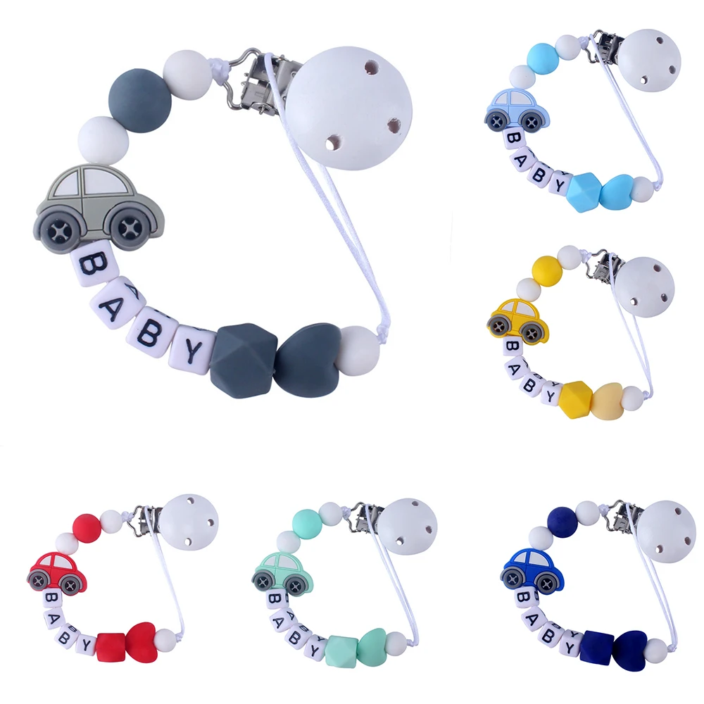 

1Pcs Food Grade Silicone Baby Pacifer Holder Chain Cute Cartoon Car Pattern Baby Newborn Pacifer Clip Chain Supplies