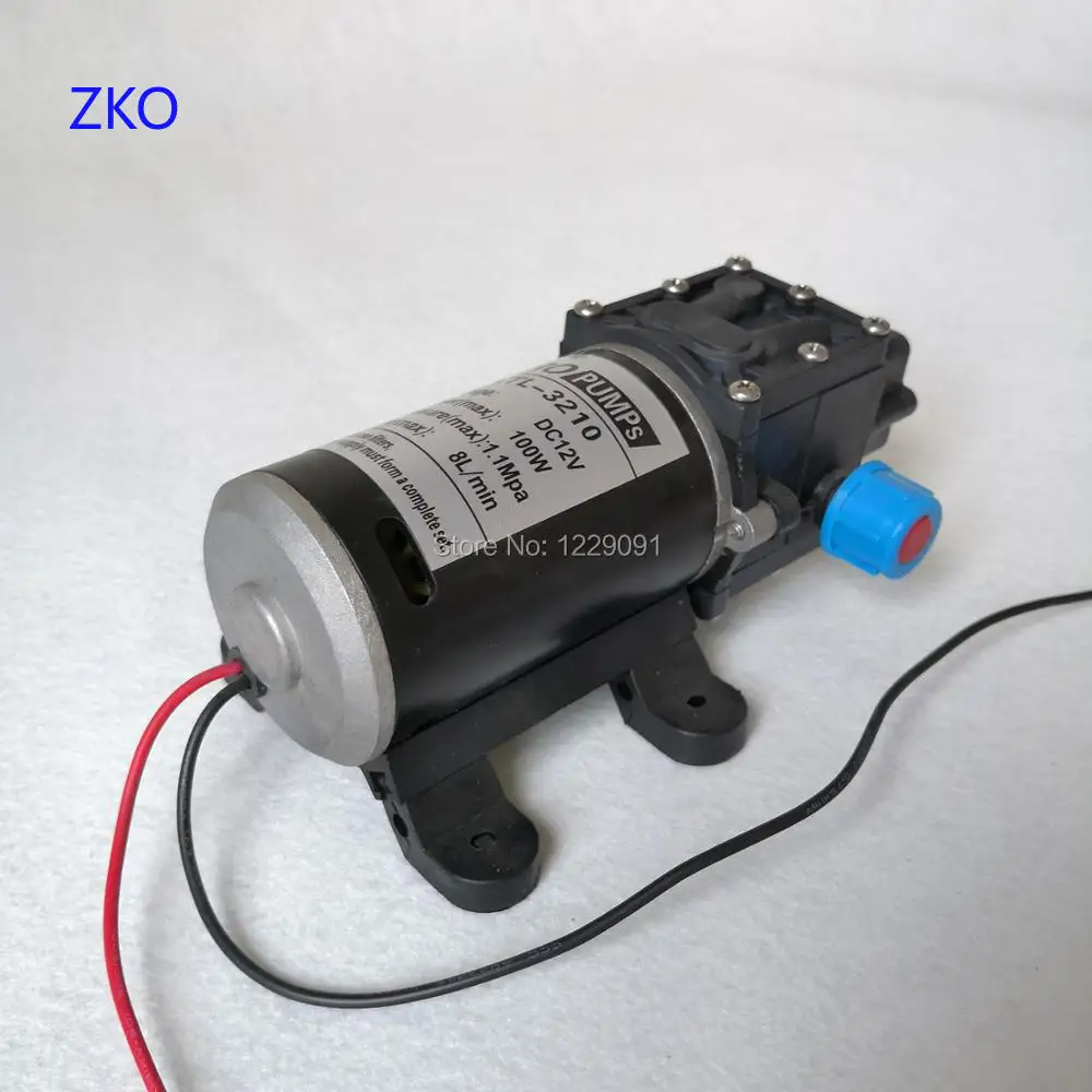 

Self suction water pump 100W Diaphragm high pressure small 12 volt 24 volt dc diaphragm Water Pump 8L/min