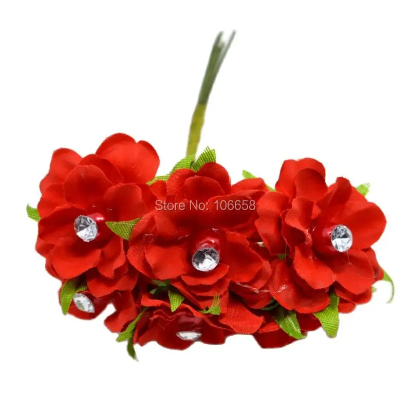 12 шт. букет цветов с тычинками и бриллиантами для украшения|flower stamen|artificial fabric