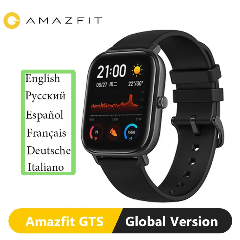 Глобальная версия Xiaomi Huami Amazfit GTS смарт часы умные часы глобальная Смарт-часы gps 5ATM водонепроницаемые Смарт-часы здоровье Пульс AMOLED 12 Спортивные - Цвет: Meteorite Black