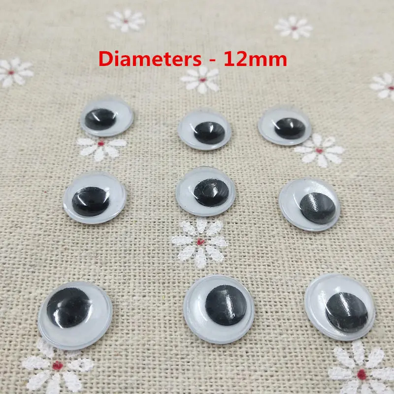 12mm crafts 500pcs/lot Mixed Not Self-adhesive Eyes DIY For Toys Dolls Googly Wiggly Eyeballs Scrapbooking Accessor - Цвет: 12mm