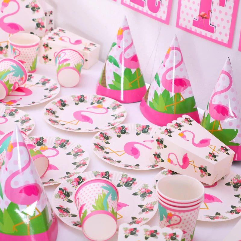 Одноразовая посуда в виде фламинго для детей 10 видов|Одноразовая вечеринок| |
