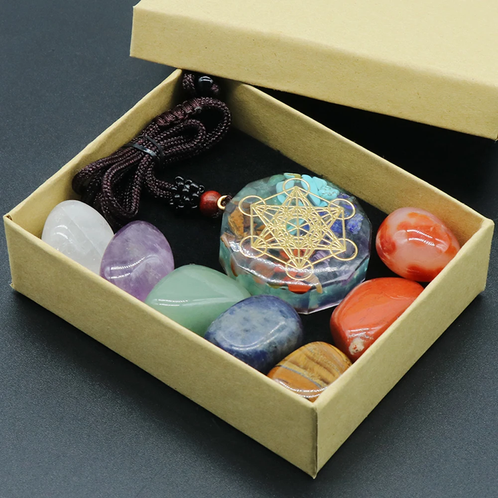 

7Pcs Reiki Healing Natural Polished Quartzs Energy Bead Charms Orgonite Necklace Gift for Yoga Sit In meditation Accessories