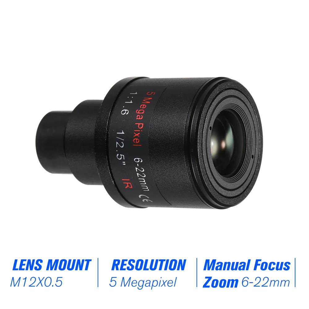 5.0MP с переменным фокусным расстоянием 6 22 мм HD IP камеры F1.6 M12 Mount объектив ручной