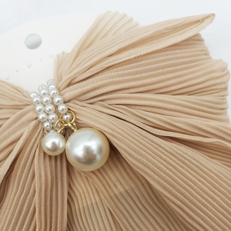 

Pearl big butterfly spring hair clip fashion hair accessories women fabric folds solid color hairpins behind the head headwear