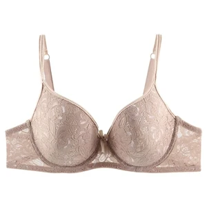Khaki Beauwear, размер 36-50, B, C, D размера плюс, женские кружевные бюстгальтеры, сексуальный цветочный бюстгальтер без косточек, регулируемый бюстгальтер на косточках, полный охват, черный - Цвет: Khaki