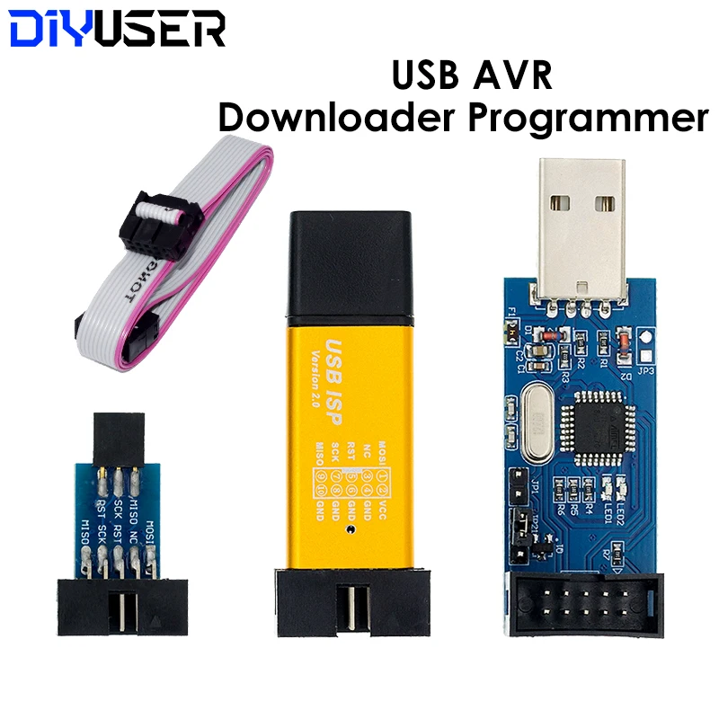 USBASP USBISP AVR Programmer USB ISP ASP ATMEGA8 ATMEGA128 Support Win7 64K 10Pin To 6 Pin Adapter Board | Электронные