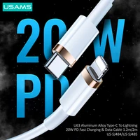 usams pd 20w fast charge cable quick charge type c to lightning data cable for iphone 13 12 11 mini pro max x xs xr 8 plus