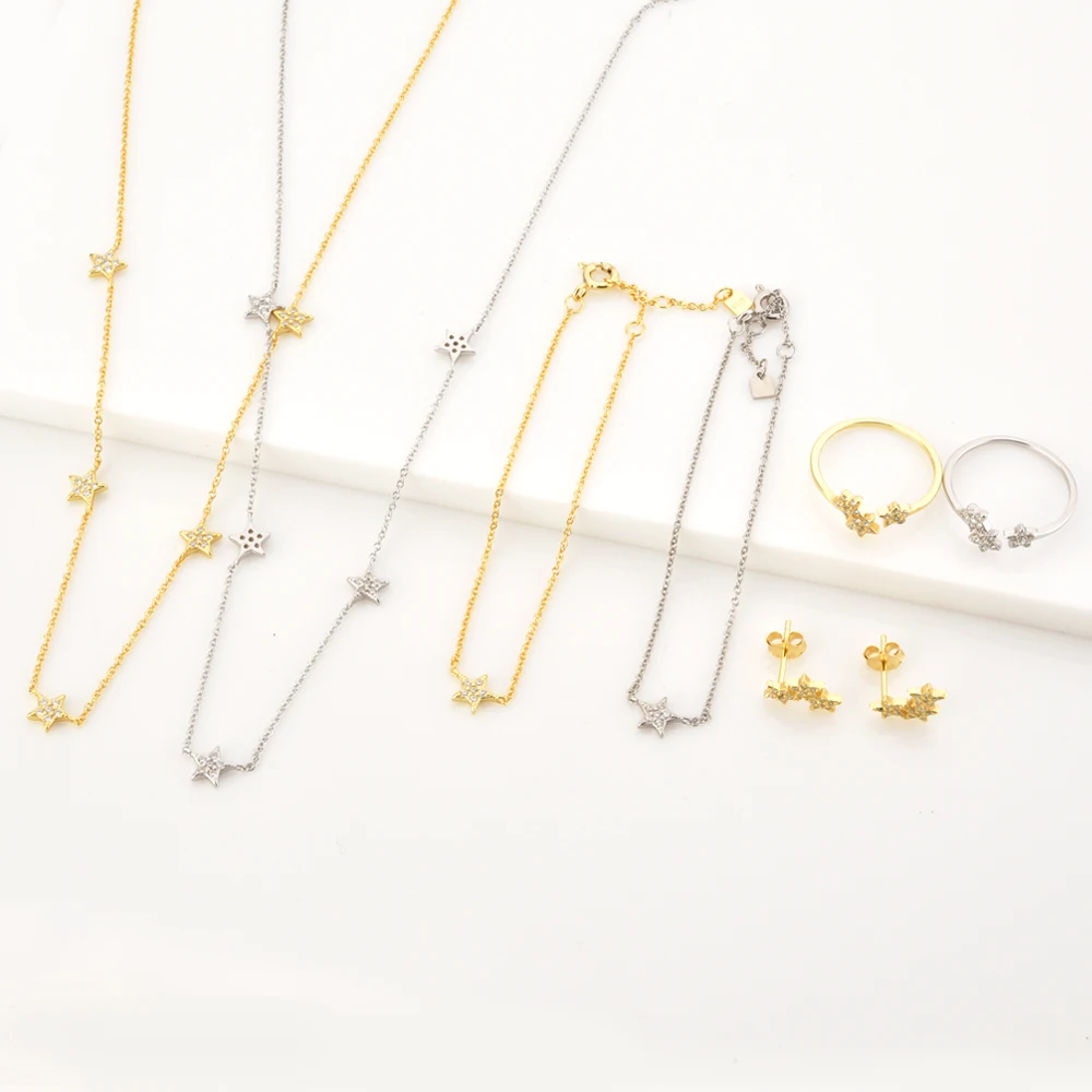 Цепочка ANDYWEN из стерлингового серебра 925 пробы с золотым звездным небом и
