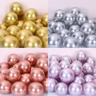 Блестящие металлические жемчужные латексные шары 20 шт., 1012 дюймов, плотные Хромированные Металлические шарики под розовое золото с гелиевый воздух, украшение для дня рождения