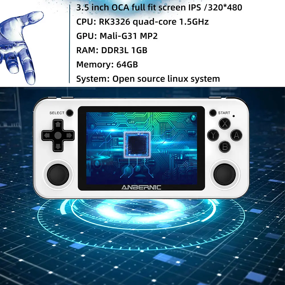 

RG351P ANBERNIC Retro Game PS1 RK3326 64G/128G Open Source System 3.5 inch IPS Screen Portable Handheld Game Console