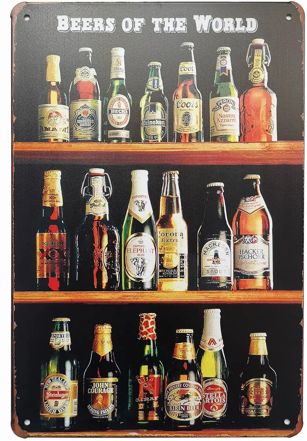 

Винтажный металлический жестяной логотип Beer OF THE WORLD