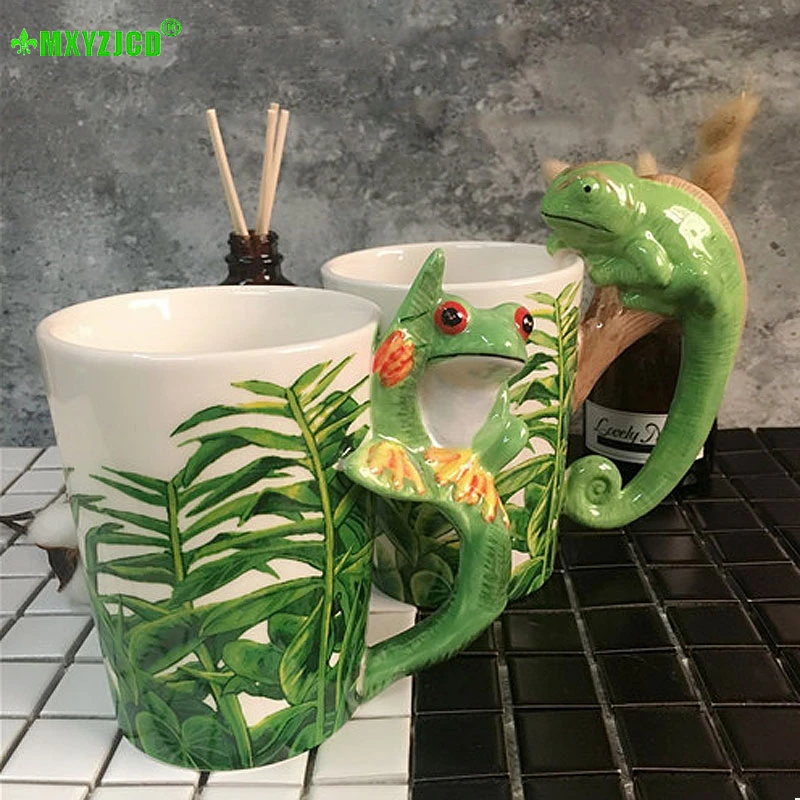 Керамическая чайная чашка с изображением слона попугая студенческий чайный