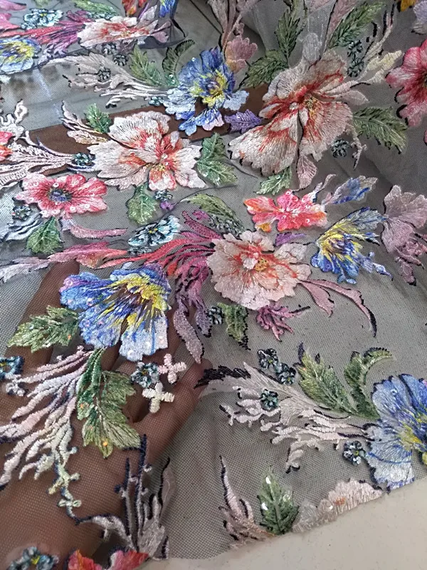 Новое многострочное вышитое пайетками французское Сетчатое кружевное платье в