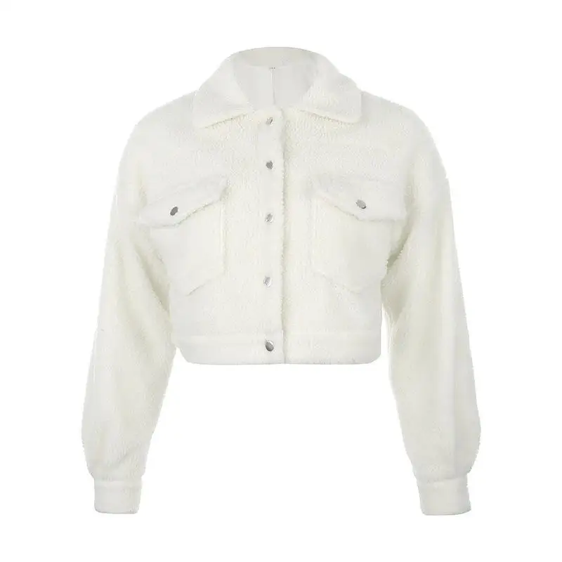 

ZITY Fashion Lamb Wool Autumn Winter Coat Women Jacket Fleece Shaggy Warm Cropped Jackets Overcoat Single Breasted Outwear