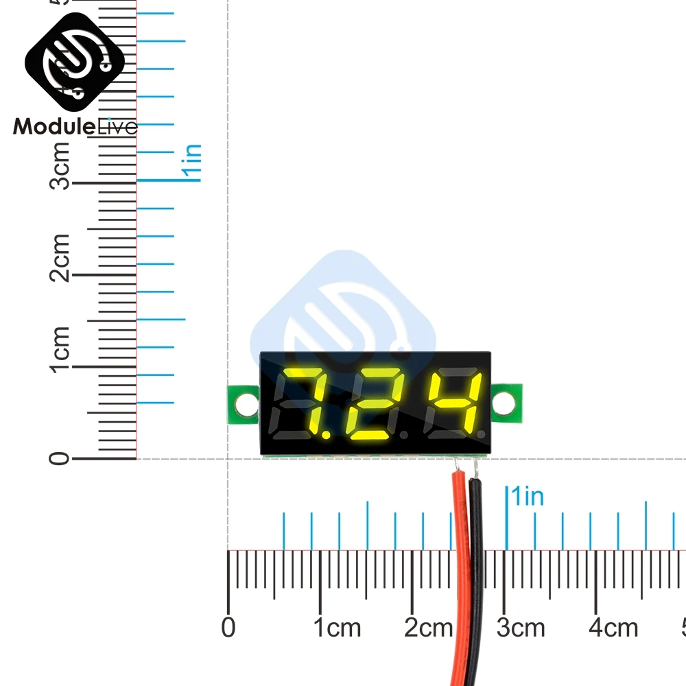 Светодиодный мини вольтметр желтого цвета 0 28 дюйма 30 в пост. Тока|Измерители