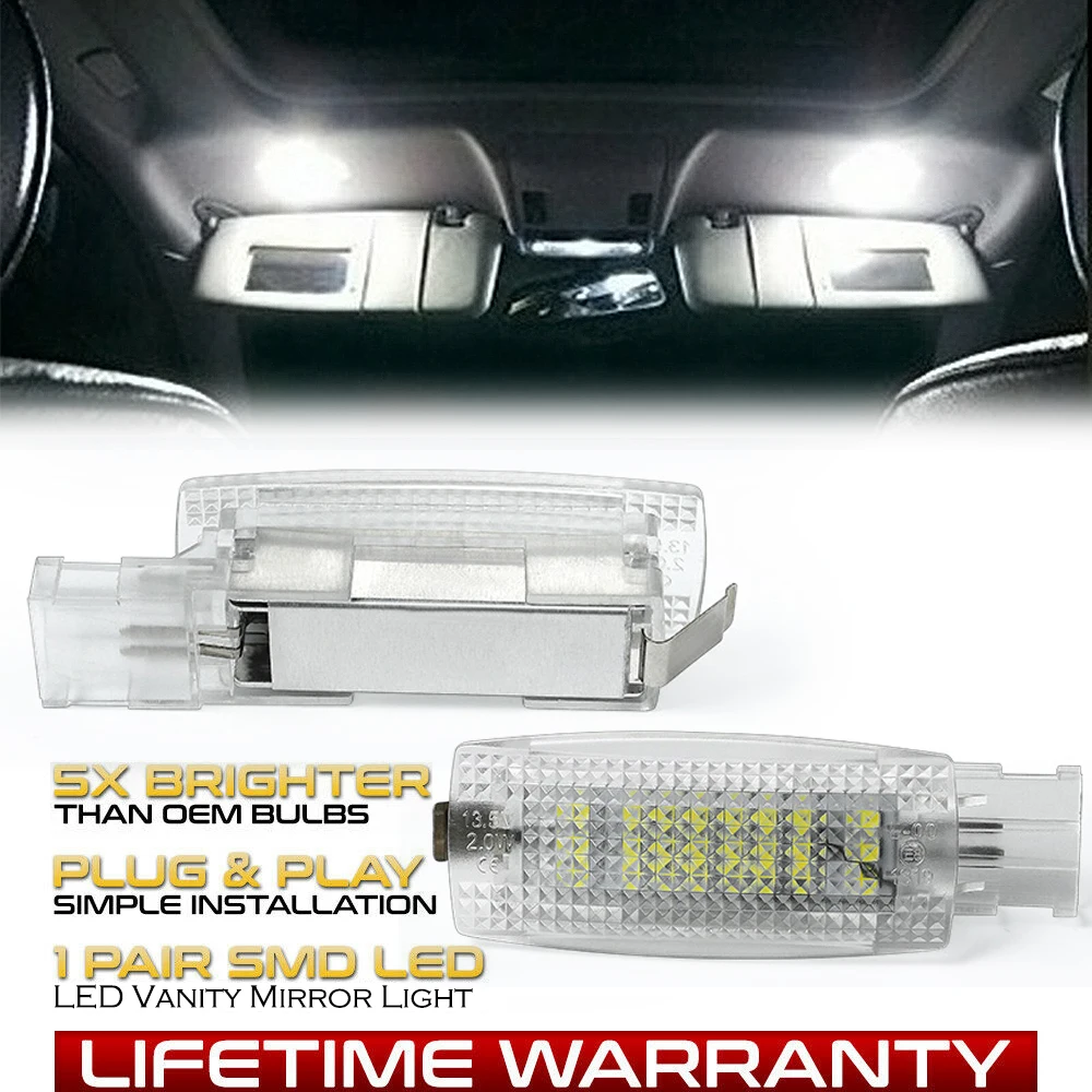 

2Pcs LED Interior Sun Visor Vanity Mirror Light Reading Lamps For VW Tiguan Scirocco 3 Touran Beetle Sharan 2 GOLF Passat CC