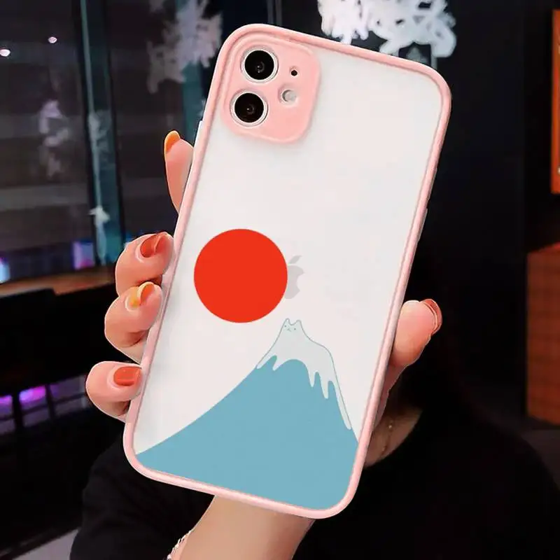 

Creative cat mountain Phone Case Pink matte transparent For iPhone 7 8 x xs xr 11 12 pro plus max mini Clear Funda