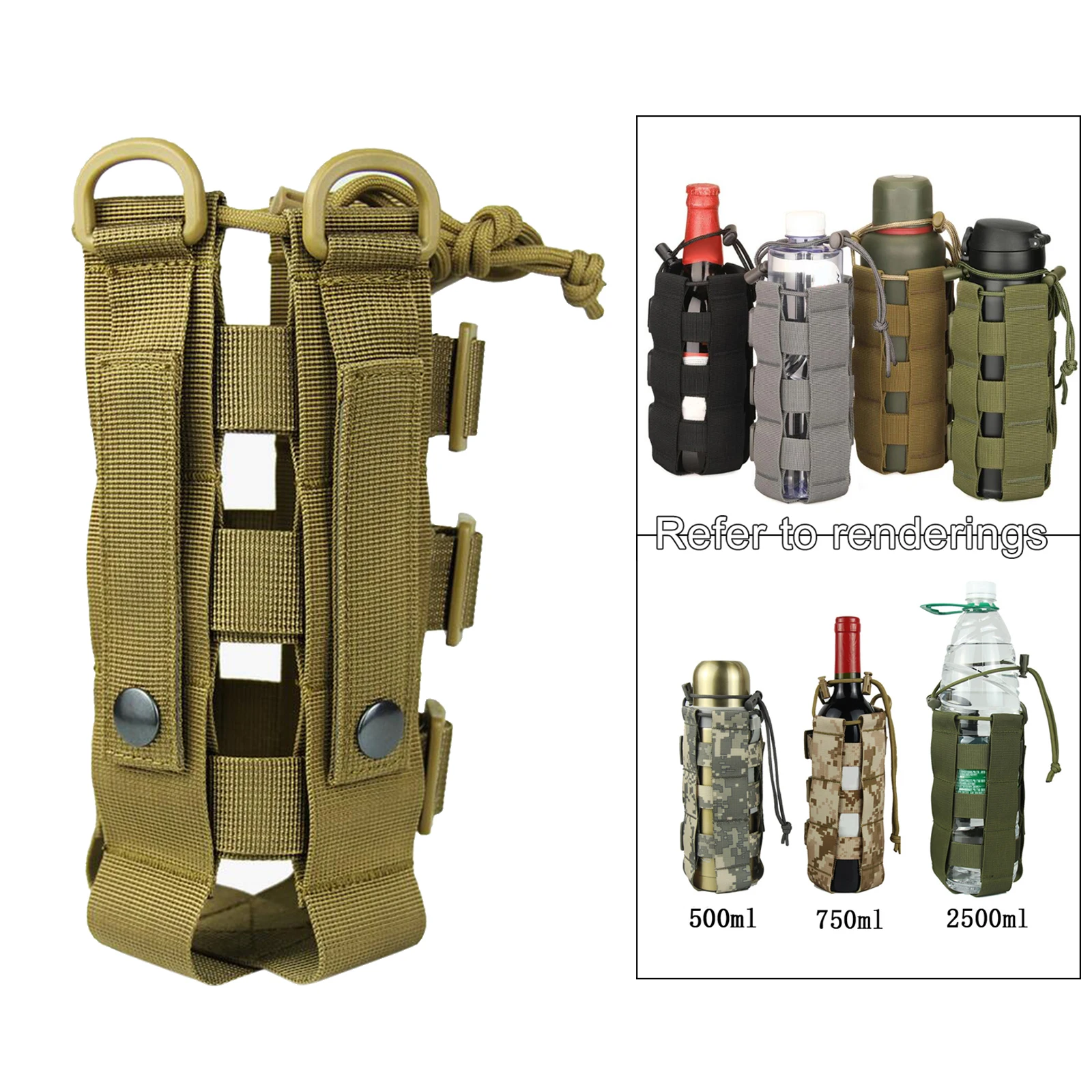 0.3L-0.8L тактический Molle бутылка для воды военный чехол фляги кобура Открытый чайник