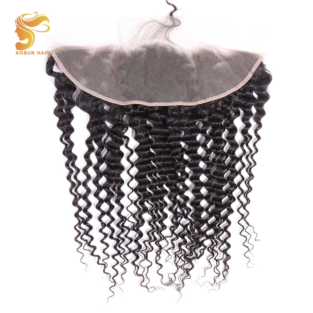 AOSUN бразильские человеческие волосы глубокая волна фронтальная сетка 13X4 от уха