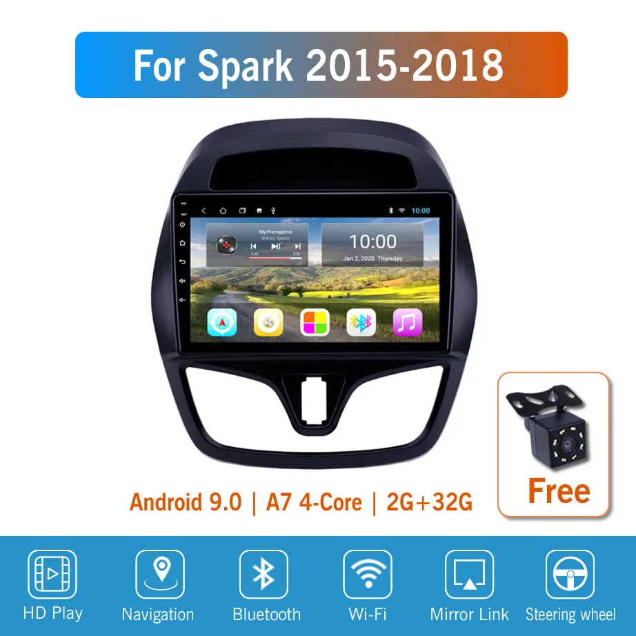 Автомагнитола 9 ''IPS Android для Chevrolet Spark 2015/2016/2017/2018 мультимедийный проигрыватель