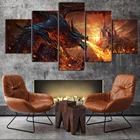 Плакат World of Warcraft, 5 шт., сказочное искусство, плакат с огненным драконом, игровой постер, картины, картины на холсте, настенное искусство, декор для спальни