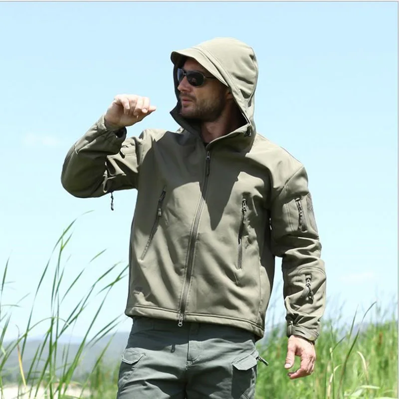 Осенне зимние мужские камуфляжные куртки уличные пальто одежда с флисовой