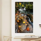 Настенная картина с изображением листьев водопада, пейзажа, холст с плакатом и принтом, декоративная картина для гостиной, домашний декор, рама