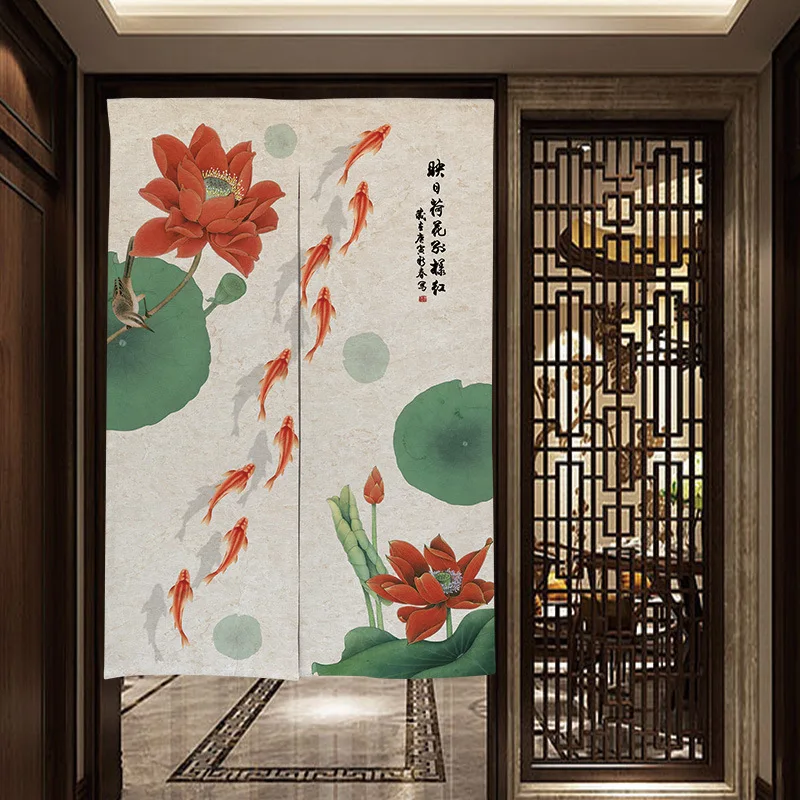 Новая занавеска на дверь в китайском стиле с лотосом для туалета кухни