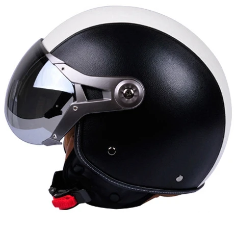 white black Мужской и Женский мотоциклетный шлем, мотоциклетный шлем Chopper 3/4, винтажный шлем с открытым лицом, мотоциклетный шлем Casco Capacete - Цвет: white black