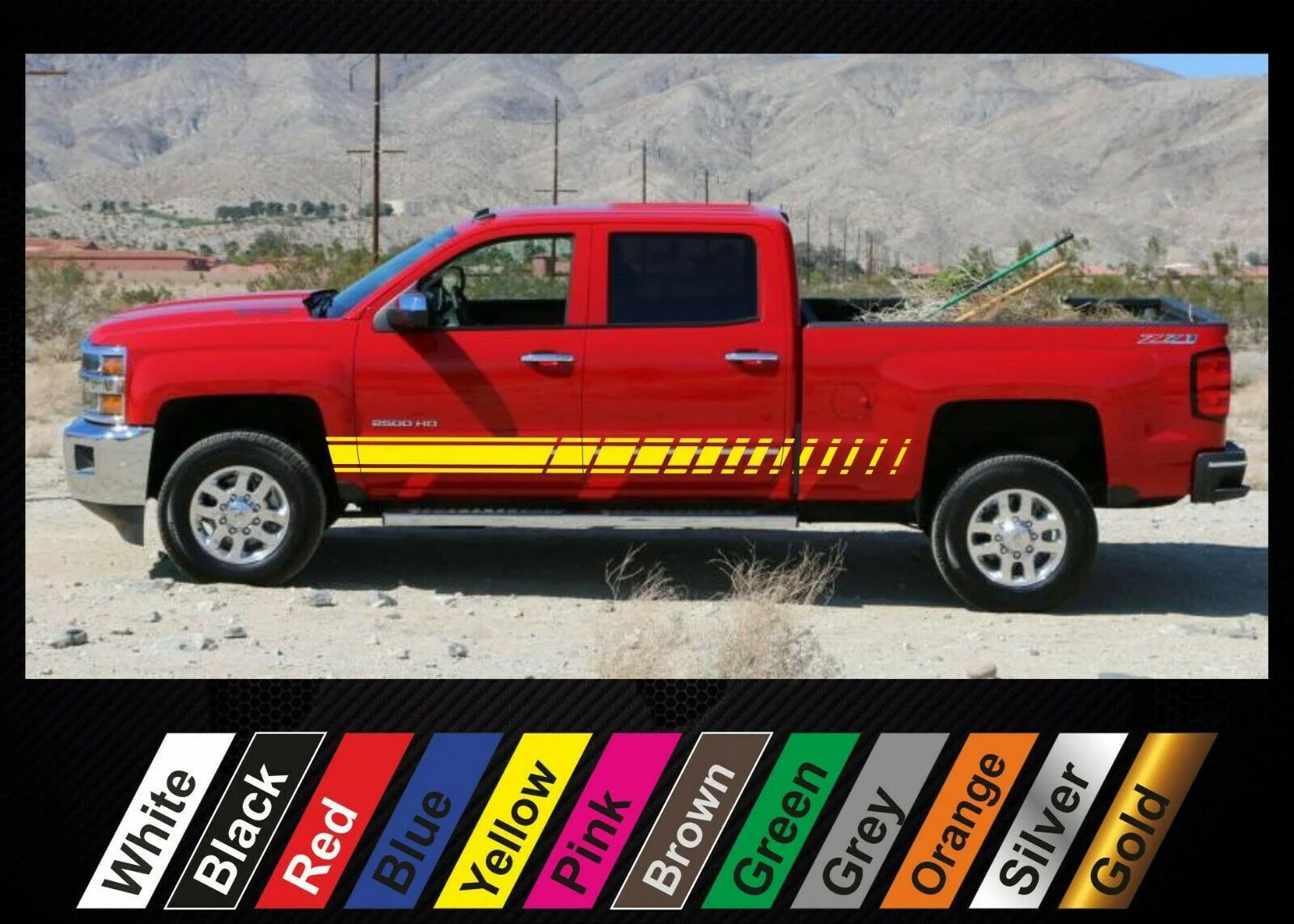 

For x2 stickers Chevrolet Silverado graphics side stripe decal sticker #1