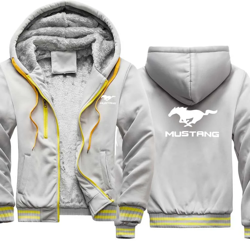 

Men's Hoodie Jacket Mustang Car Logo Printed winter Men's Hoodie Plus velvet thickening jacket Clothing