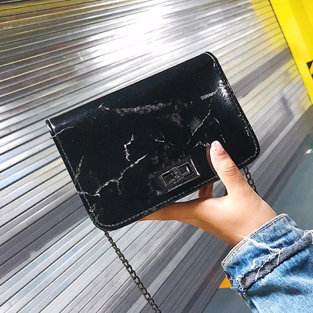 Женская сумка через плечо с мраморным рисунком маленькая квадратная замком и