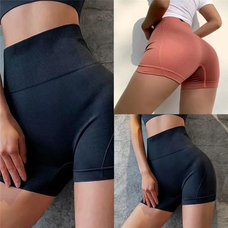 

New Solid High Waist Shorts Quick-Drying Hip Up Sexy Biker Shorts Fitness Short High Stretch Sport Shorts Women