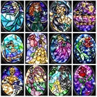 5D алмазная живопись, диснеевские витражи, персонажи принцесс, Микки Маус, наборы для вышивки крестиком, домашний декор