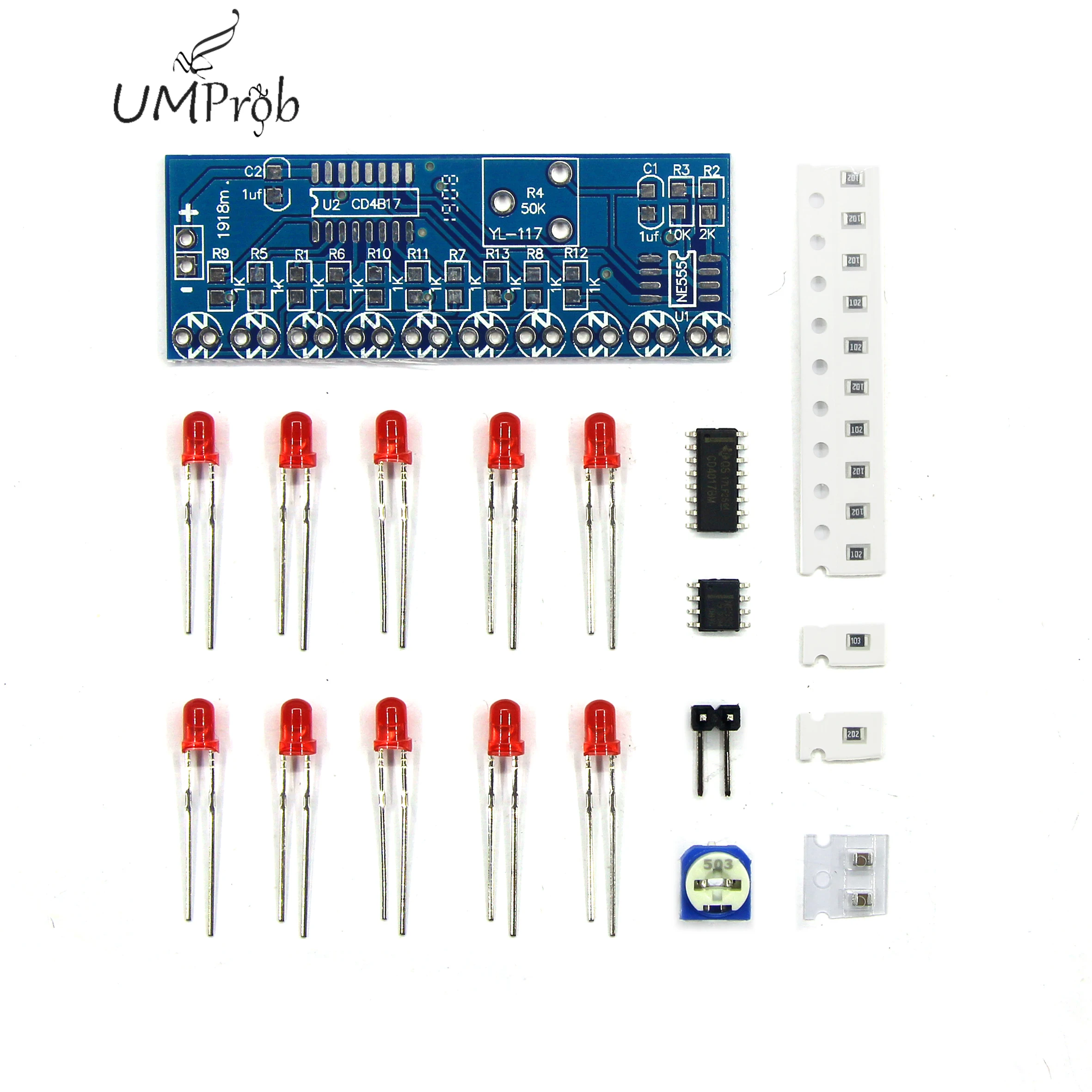 NE555+ CD4017 светильник вода течёт светильник светодиодный модуль для DIY Kit школьное образование лаборатория