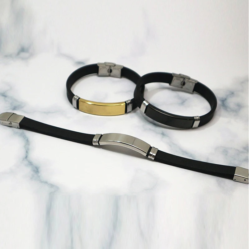 Wonlife серебряный браслет из титановой нержавеющей стали черный силиконовый для