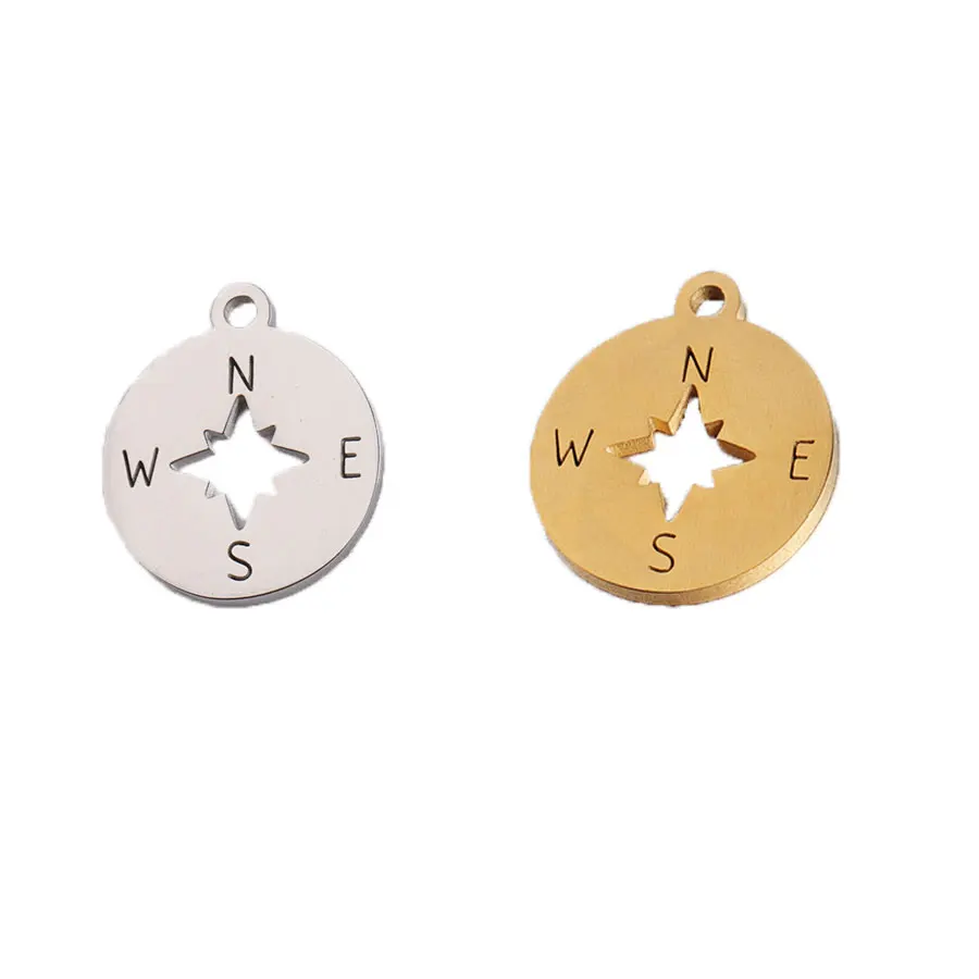 

Круглый полый компас, подвески из нержавеющей стали с зеркальной полировкой для изготовления ожерелья «сделай сам», браслеты-цепочки для к...